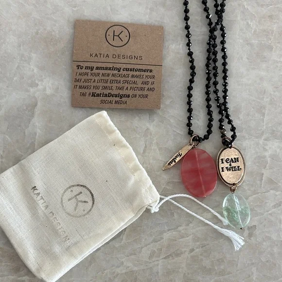 Katia Designs Black and Pink Pendant Necklace - Picture 7 of 8